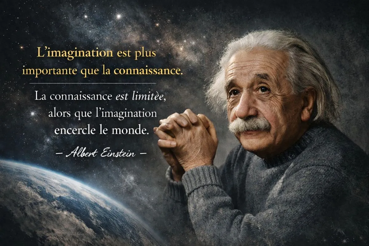 Citation d'Albert Einstein sur l'imagination illimitée