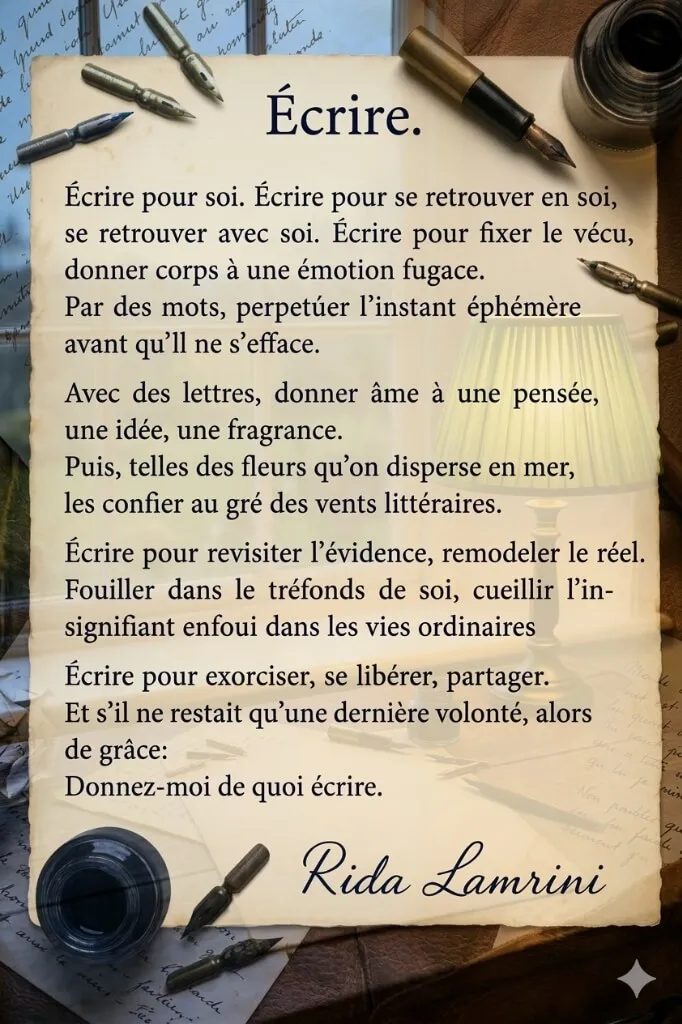 Poème sur l'écriture par Rida Lamrini